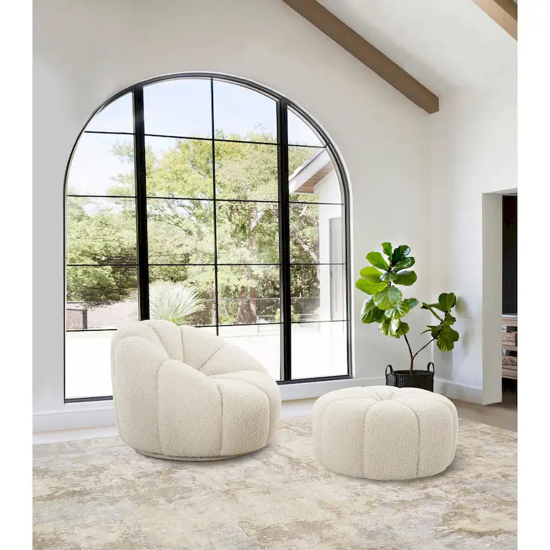 Pouf Pompéi Bouclé, Crème