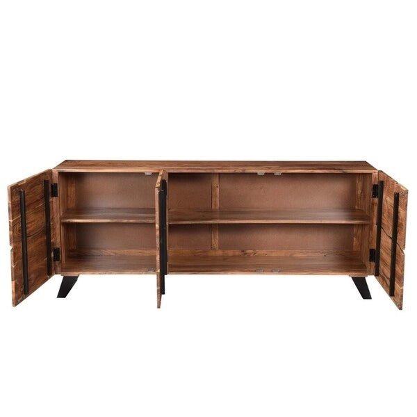Meuble 3 portes en bois d'acacia fait main avec bord brut - N/A