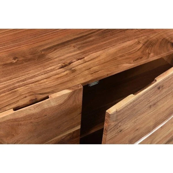 Meuble 3 portes en bois d'acacia fait main avec bord brut - N/A