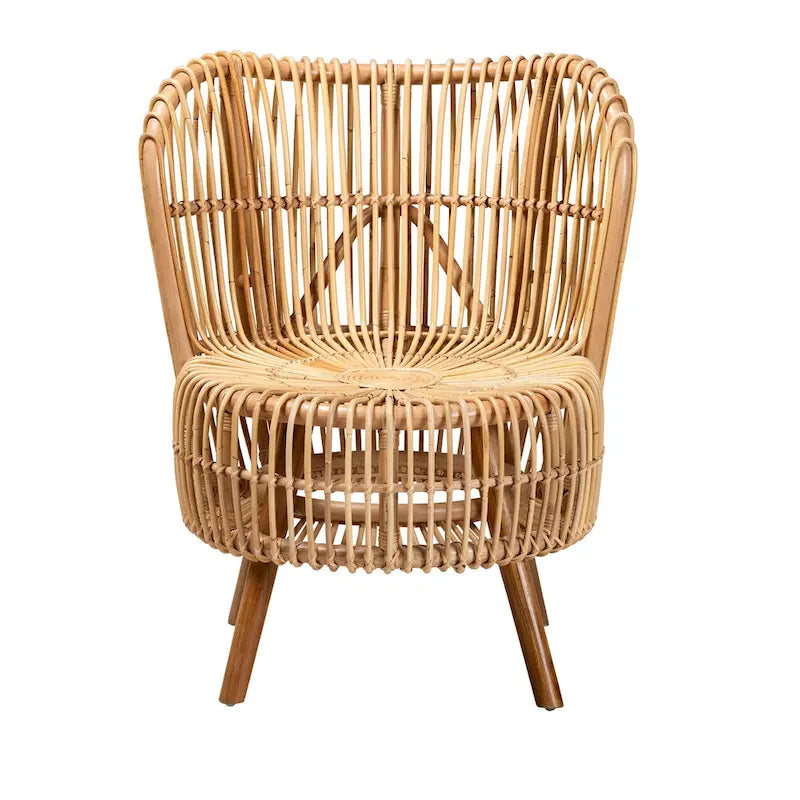 Fauteuil de salon moderne bohème en rotin naturel - Petit ou grand