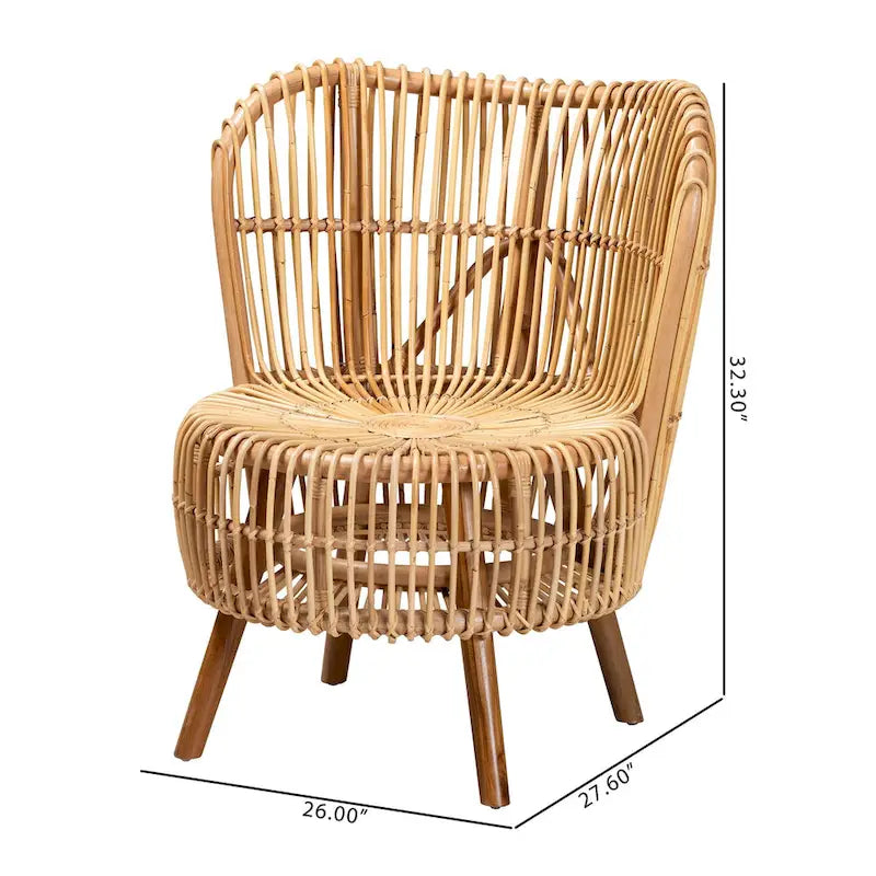 Fauteuil de salon moderne bohème en rotin naturel - Petit ou grand