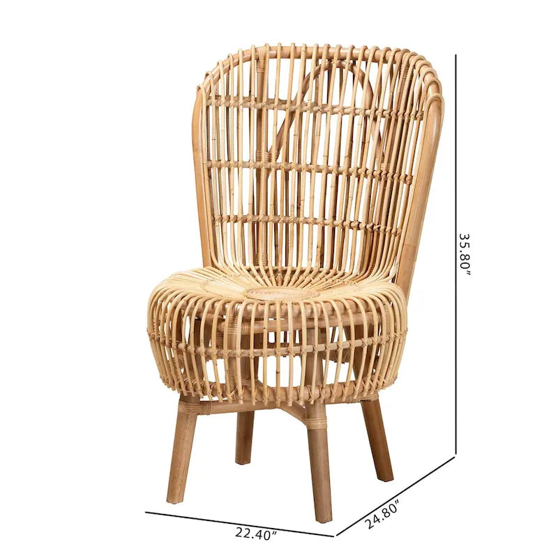 Fauteuil de salon moderne bohème en rotin naturel - Petit ou grand