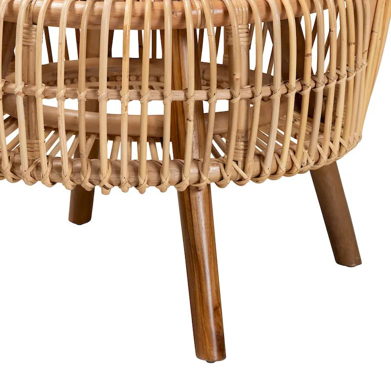 Fauteuil de salon moderne bohème en rotin naturel - Petit ou grand