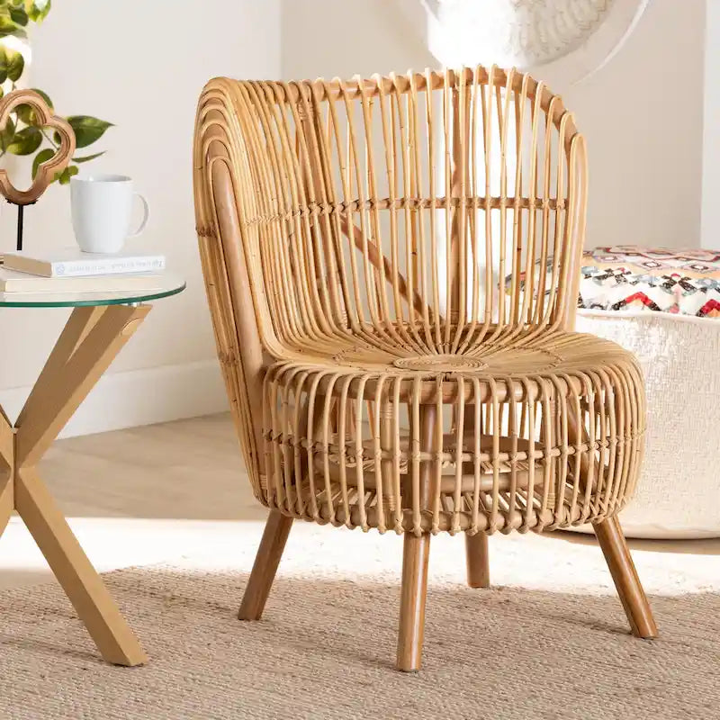 Fauteuil de salon moderne bohème en rotin naturel - Petit ou grand