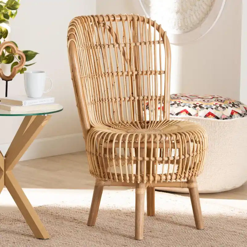 Fauteuil de salon moderne bohème en rotin naturel - Petit ou grand