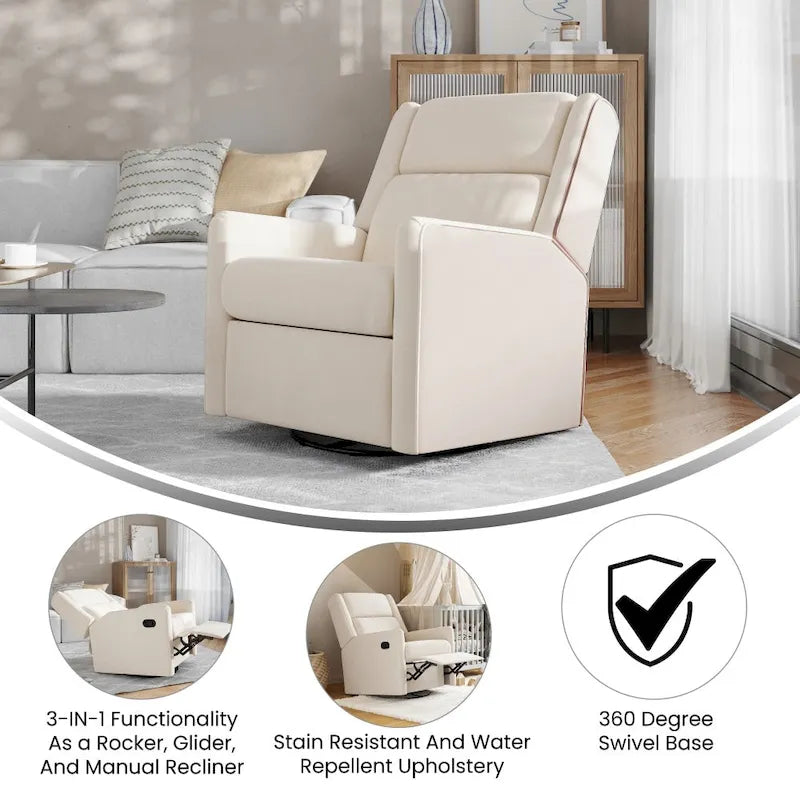 Fauteuil inclinable à bascule manuel avec fonctions pivotante et de glisse