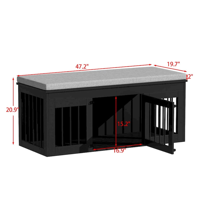 Niche Chic pour Animaux : Cage de Luxe en Bois pour Chien & Banc Designer pour la Maison - 47.2