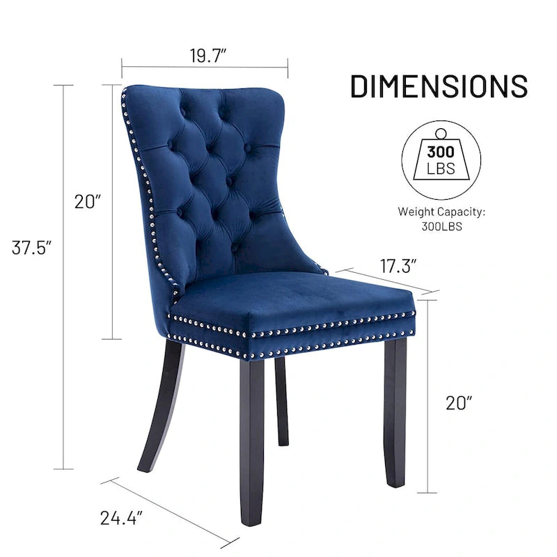 Lot de 6 chaises de salle à manger, chaises de cuisine de luxe rembourrées en velours avec dossier et assise rembourrés et pieds en bois massif - N/A