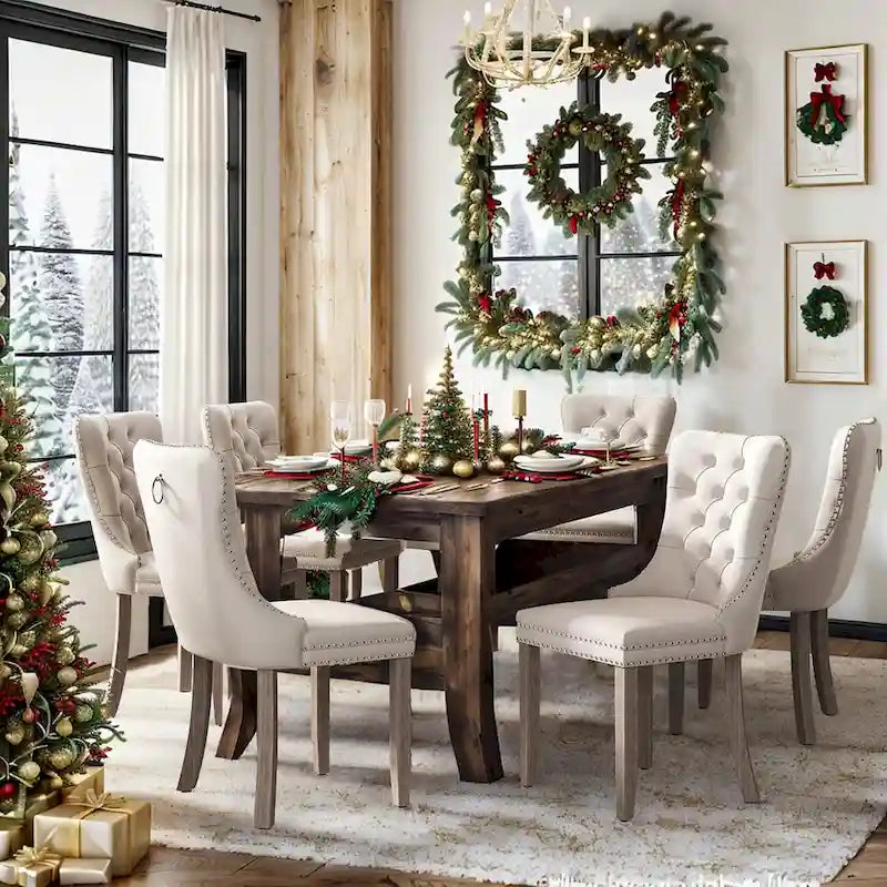 Lot de 6 chaises de salle à manger, chaises de cuisine de luxe rembourrées en velours avec dossier et assise rembourrés et pieds en bois massif - N/A