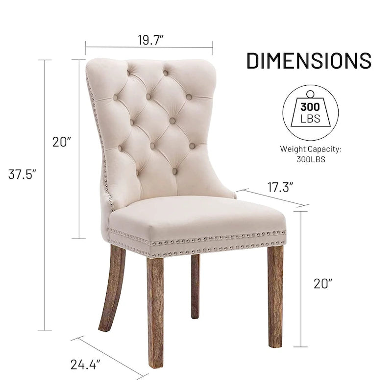 Lot de 6 chaises de salle à manger, chaises de cuisine de luxe rembourrées en velours avec dossier et assise rembourrés et pieds en bois massif - N/A