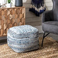 Pouf ottoman artisanal en denim texturé