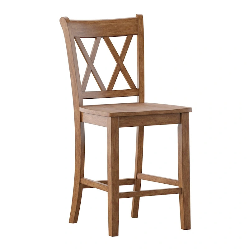 Chaises de comptoir en bois à dossier en X (lot de 2)