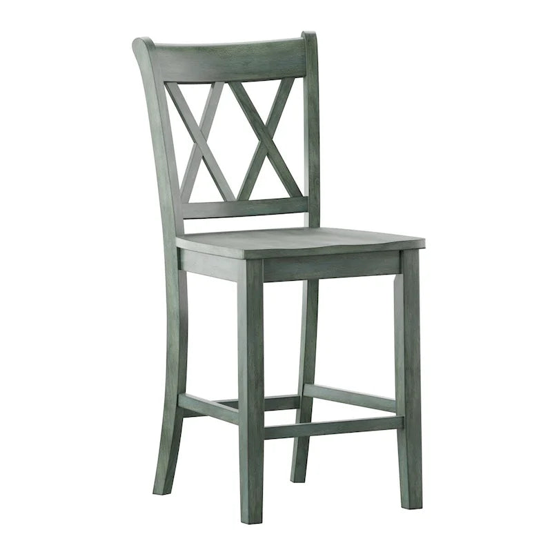 Chaises de comptoir en bois à dossier en X (lot de 2)