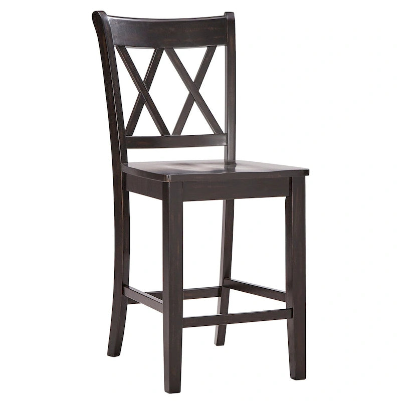 Chaises de comptoir en bois à dossier en X (lot de 2)