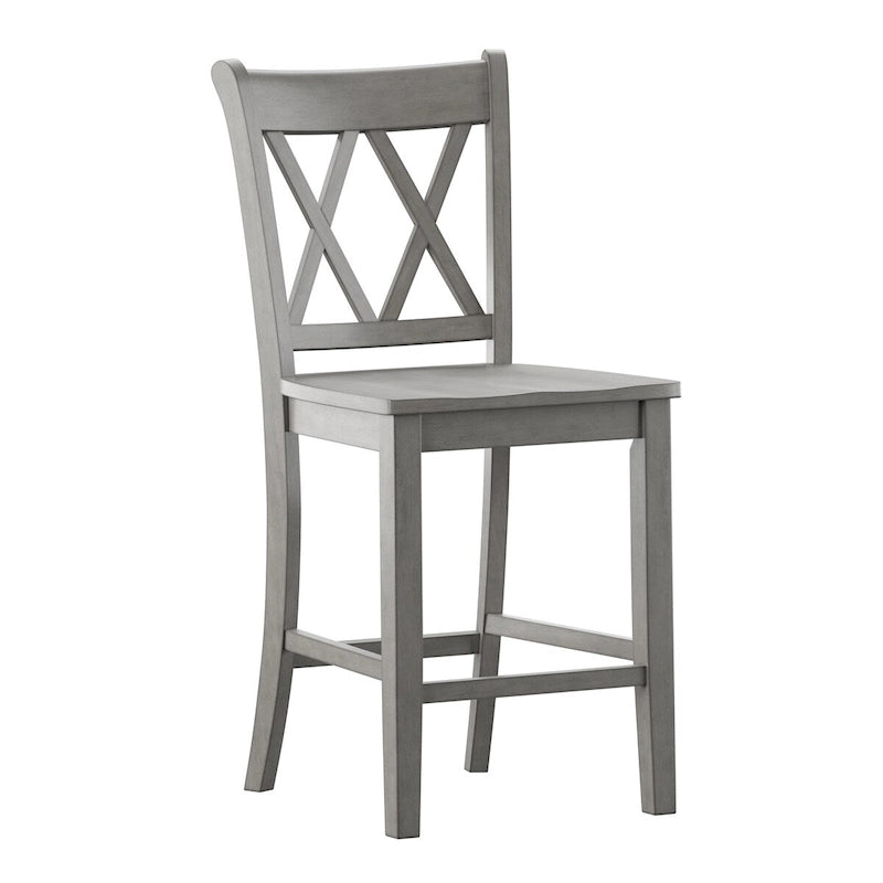 Chaises de comptoir en bois à dossier en X (lot de 2)