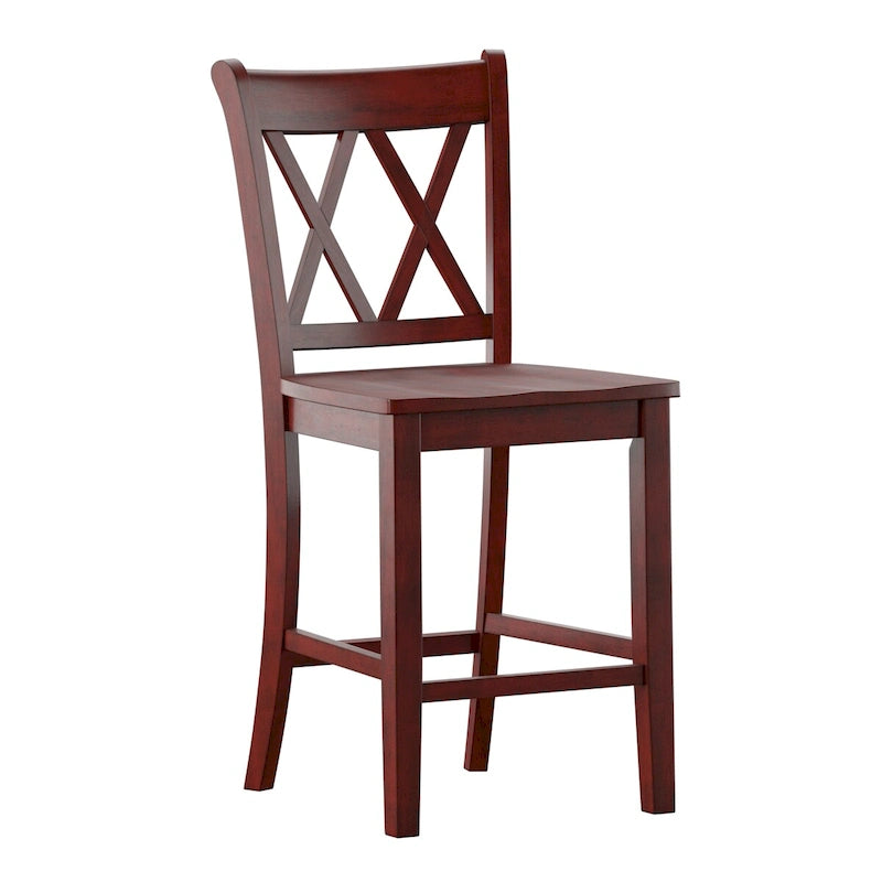 Chaises de comptoir en bois à dossier en X (lot de 2)