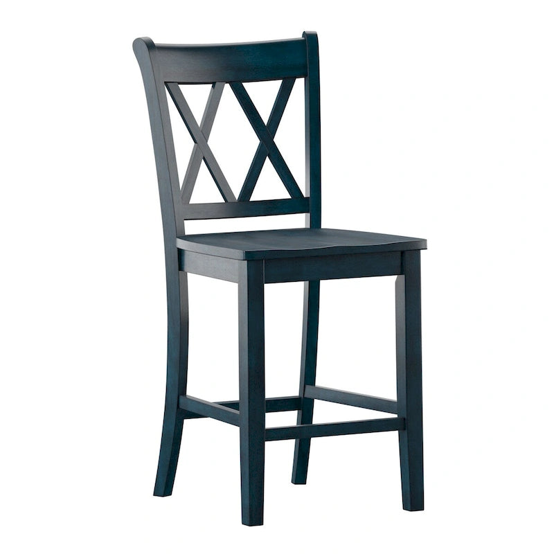 Chaises de comptoir en bois à dossier en X (lot de 2)