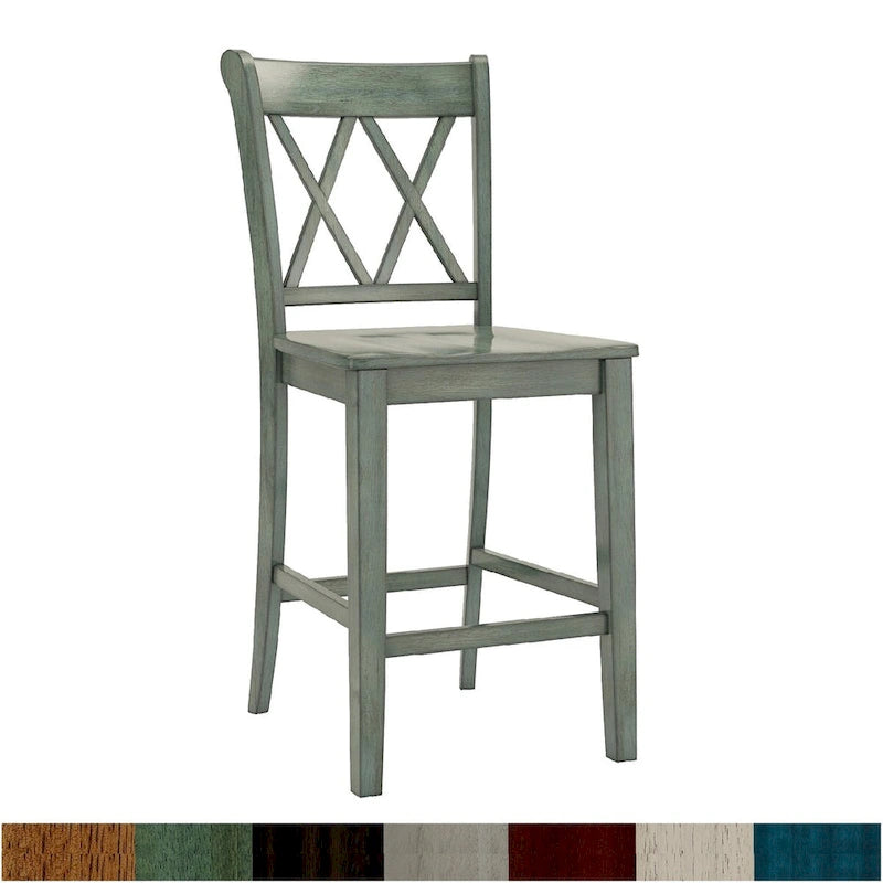 Chaises de comptoir en bois à dossier en X (lot de 2)