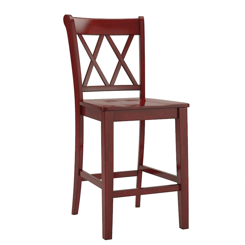 Chaises de comptoir en bois à dossier en X (lot de 2)