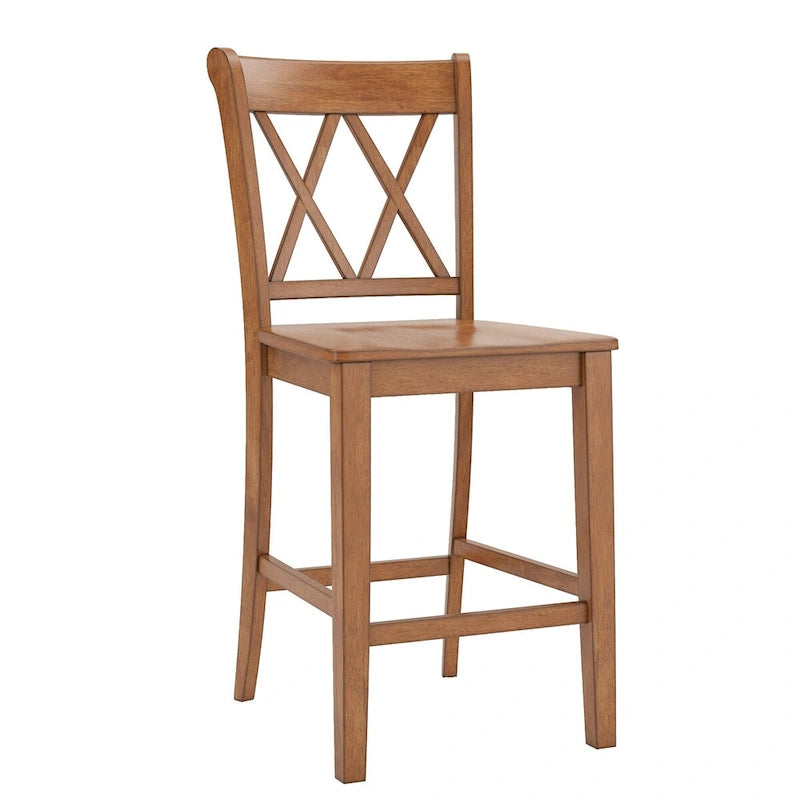 Chaises de comptoir en bois à dossier en X (lot de 2)
