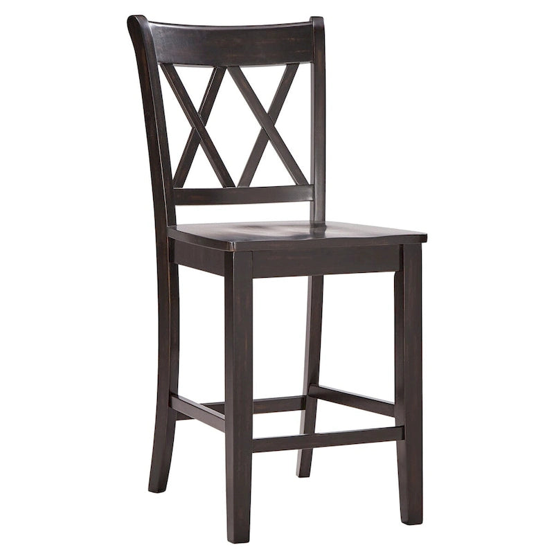 Chaises de comptoir en bois à dossier en X (lot de 2)