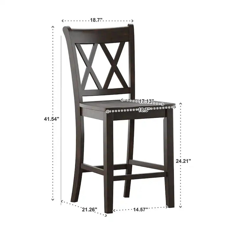 Chaises de comptoir en bois à dossier en X (lot de 2)