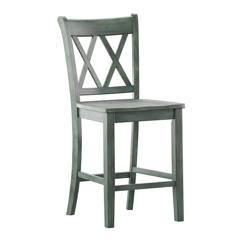 Chaises de comptoir en bois à dossier en X (lot de 2)