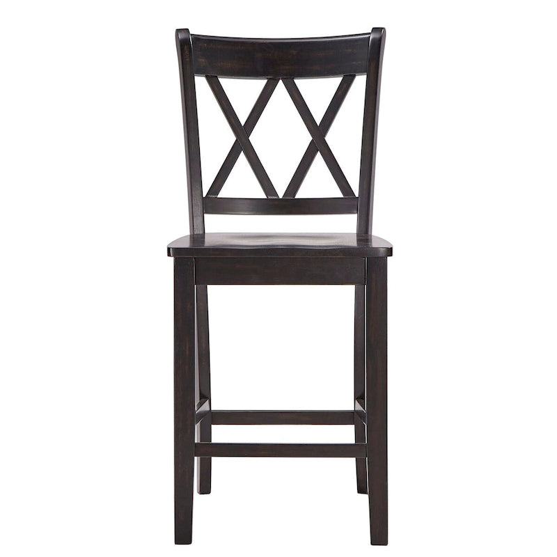 Chaises de comptoir en bois à dossier en X (lot de 2)