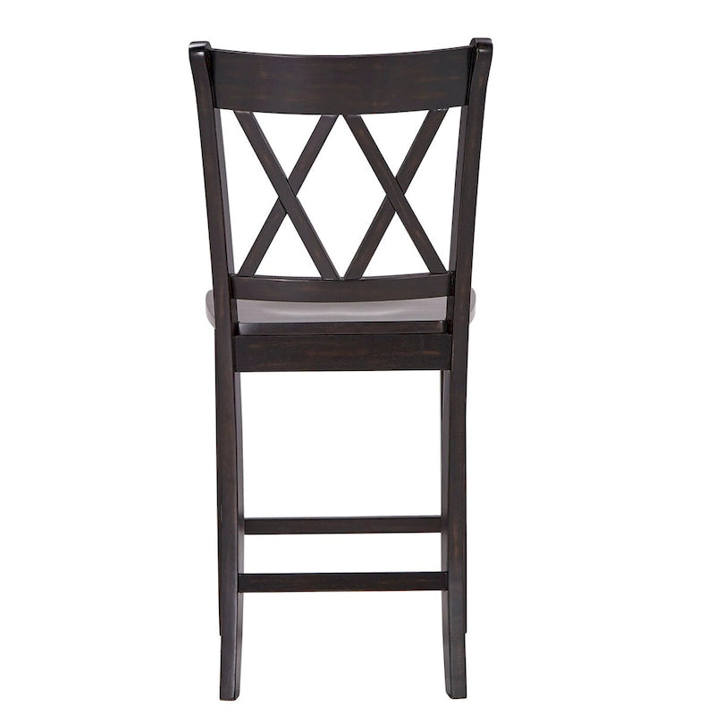 Chaises de comptoir en bois à dossier en X (lot de 2)