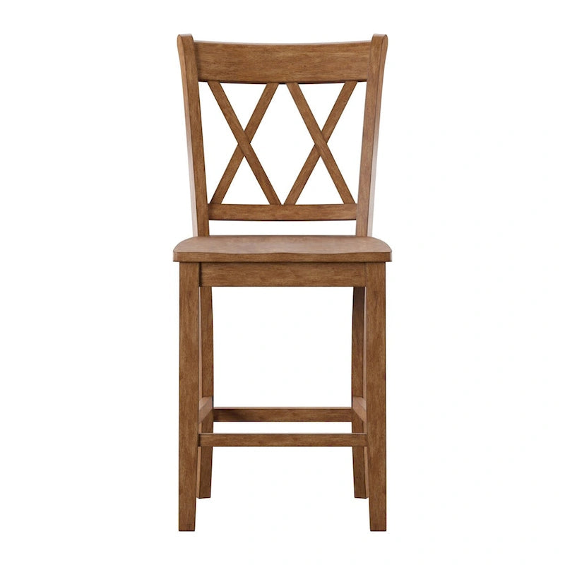 Chaises de comptoir en bois à dossier en X (lot de 2)