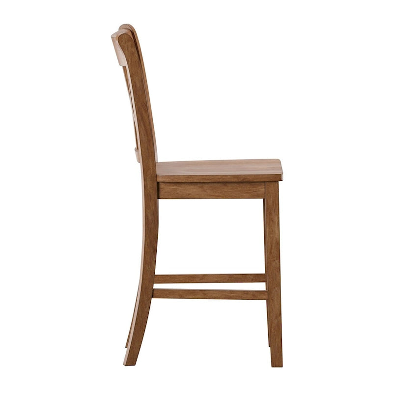 Chaises de comptoir en bois à dossier en X (lot de 2)