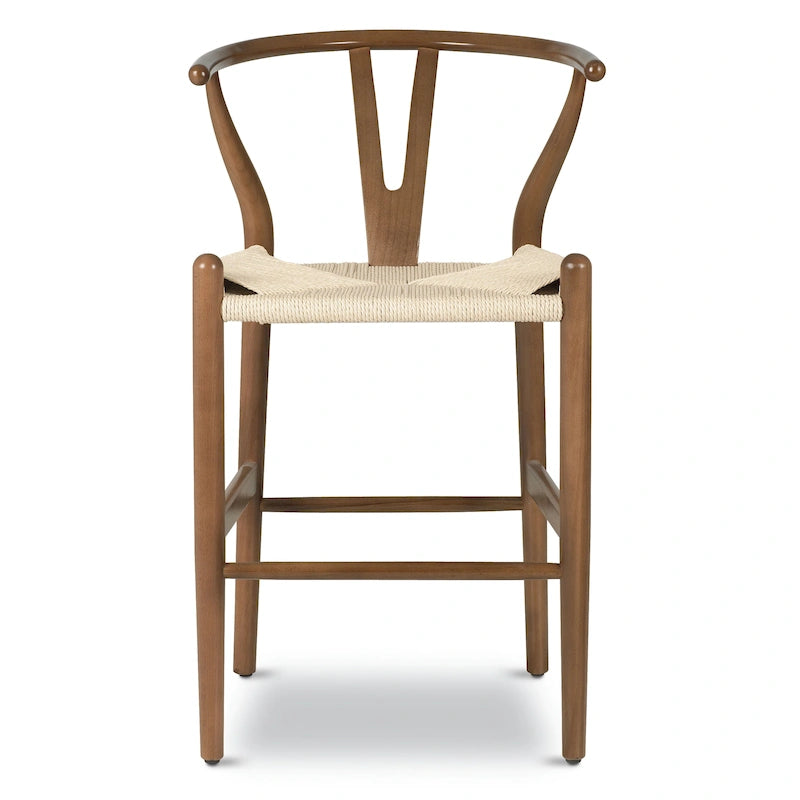Tabouret de comptoir, hauteur d'assise 23,5 po - Bois massif avec assise tressée