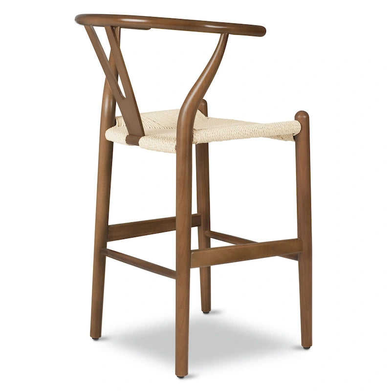 Tabouret de comptoir, hauteur d'assise 23,5 po - Bois massif avec assise tressée