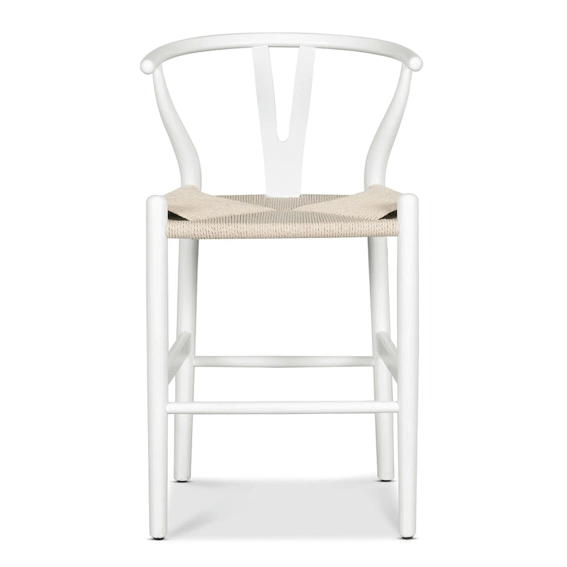 Tabouret de comptoir, hauteur d'assise 23,5 po - Bois massif avec assise tressée