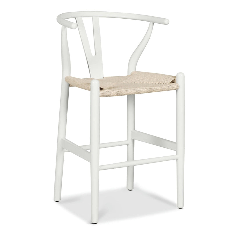 Tabouret de comptoir, hauteur d'assise 23,5 po - Bois massif avec assise tressée
