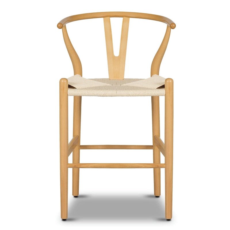 Tabouret de comptoir, hauteur d'assise 23,5 po - Bois massif avec assise tressée