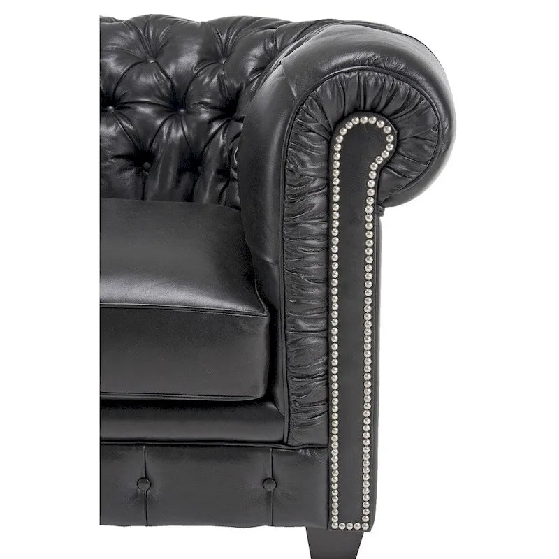 Canapé Chesterfield capitonné en cuir italien noir
