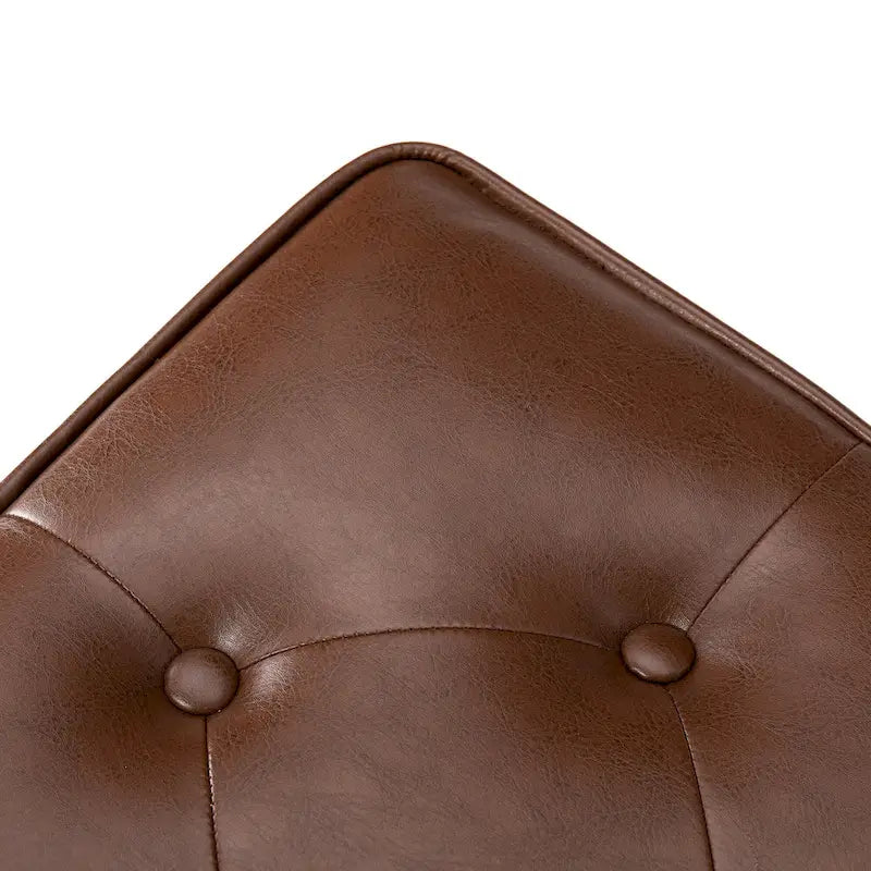 Repose-pieds ottoman touffeté en cuir PU, style Mid-century, 22W