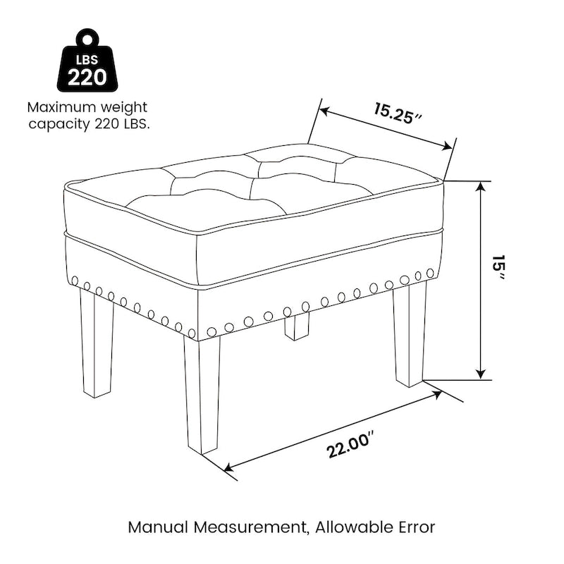 Repose-pieds ottoman touffeté en cuir PU, style Mid-century, 22W