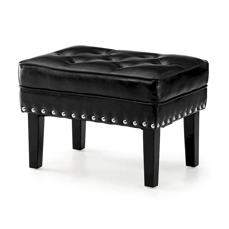 Repose-pieds ottoman touffeté en cuir PU, style Mid-century, 22W