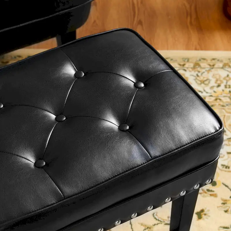 Repose-pieds ottoman touffeté en cuir PU, style Mid-century, 22W