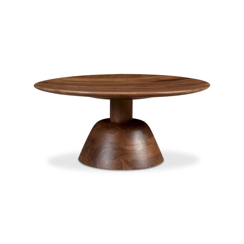 Table basse piédestal moderne en manguier massif - 30W x 30D x 14H