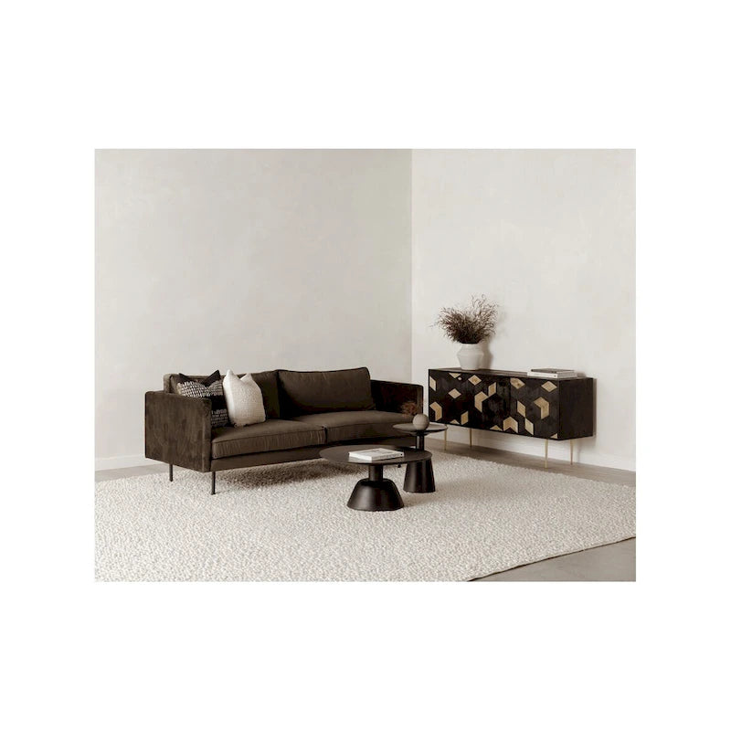Table basse piédestal moderne en manguier massif - 30W x 30D x 14H