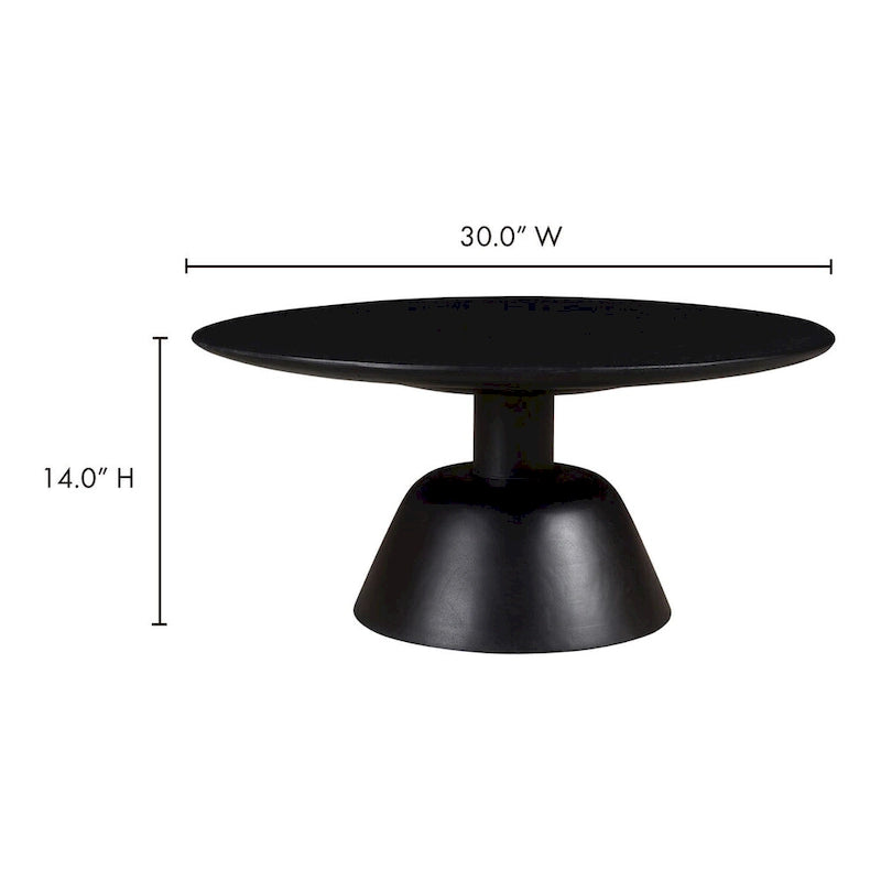 Table basse piédestal moderne en manguier massif - 30W x 30D x 14H