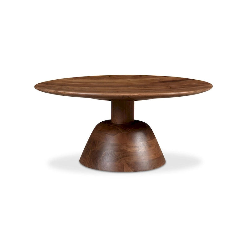 Table basse piédestal moderne en manguier massif - 30W x 30D x 14H