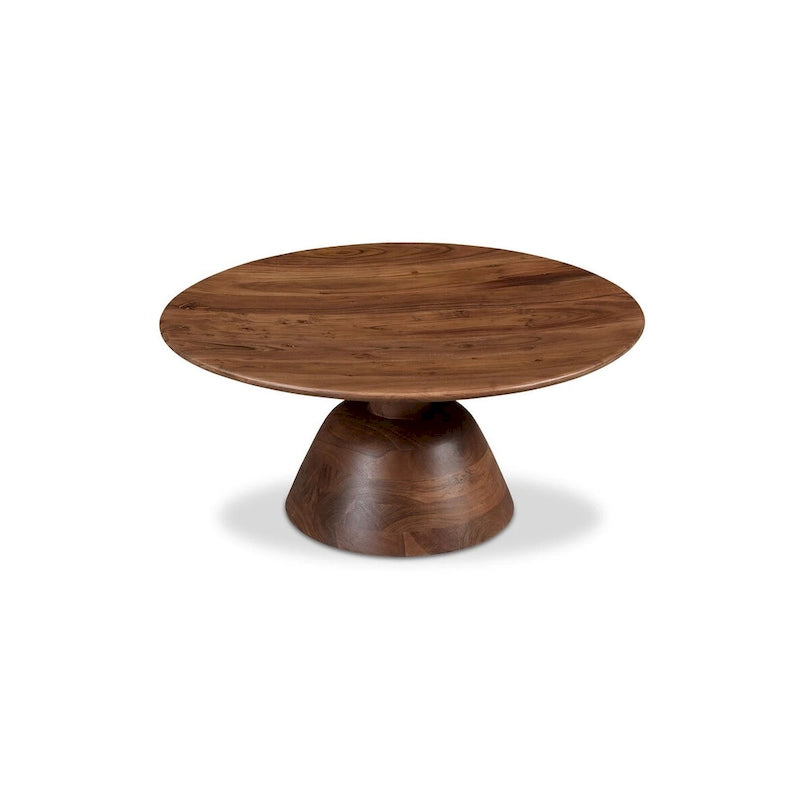 Table basse piédestal moderne en manguier massif - 30W x 30D x 14H