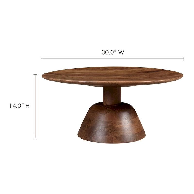 Table basse piédestal moderne en manguier massif - 30W x 30D x 14H
