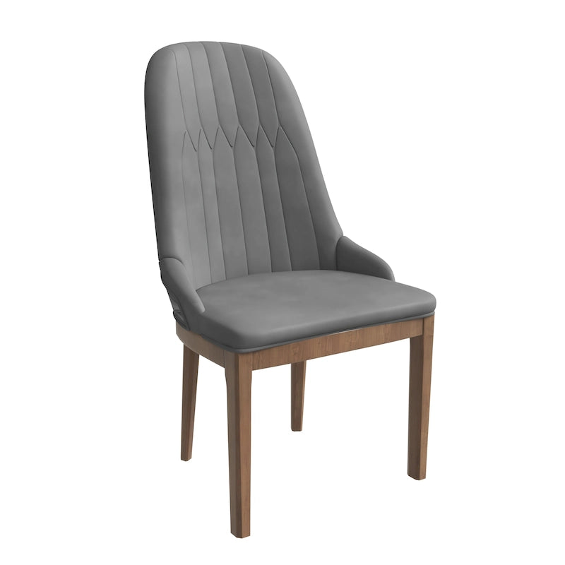 Chaise de salle à manger en cuir avec pieds en bois d'hévéa, chaises d'appoint avec dossier élégant à surpiqûres en losange