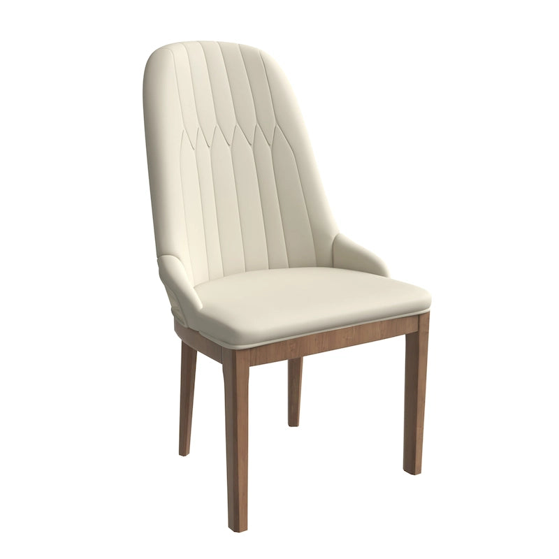 Chaise de salle à manger en cuir avec pieds en bois d'hévéa, chaises d'appoint avec dossier élégant à surpiqûres en losange