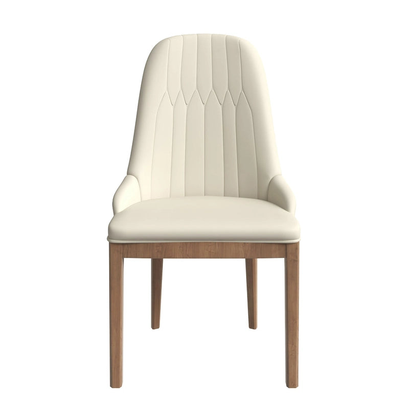 Chaise de salle à manger en cuir avec pieds en bois d'hévéa, chaises d'appoint avec dossier élégant à surpiqûres en losange